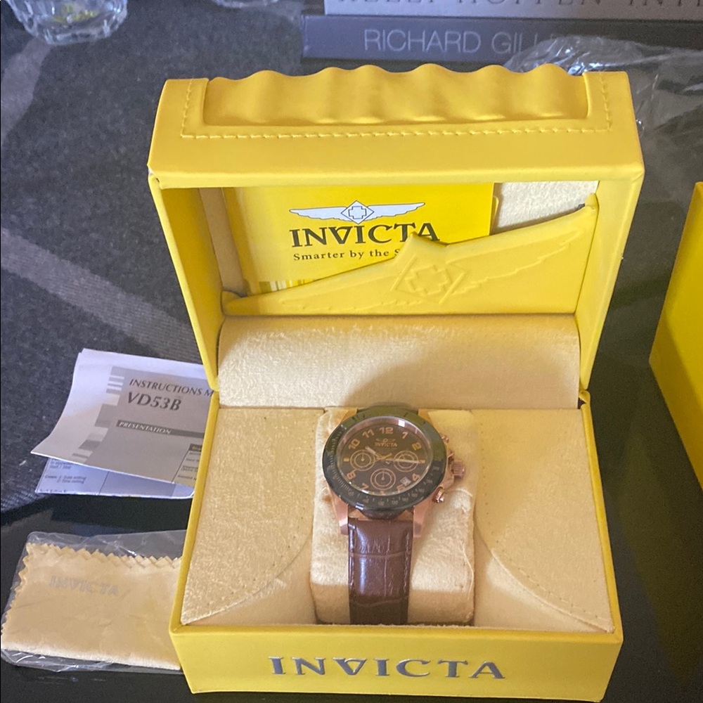 Invicta Rose Gold and Brown Watch with Box